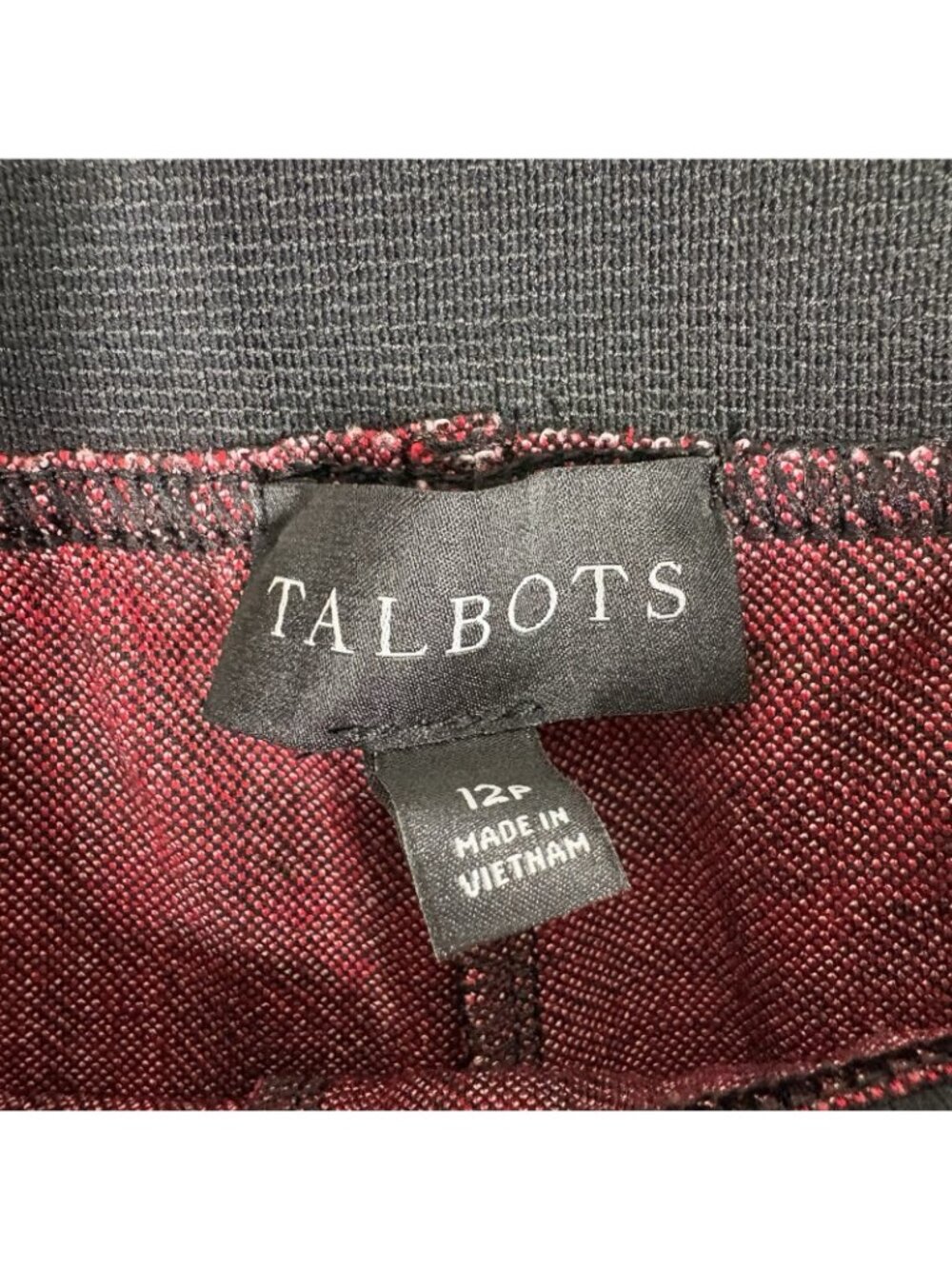 Talbots Women 12P Red Black Tree Trim Plaid Elastic Waist Pull-on Soho Leggings - Picture 9 of 10
